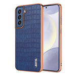 Custodia per telefono a copertura totale con struttura in coccodrillo con cornice elettrolitica AZNS, For Samsung Galaxy S21 FE 5G