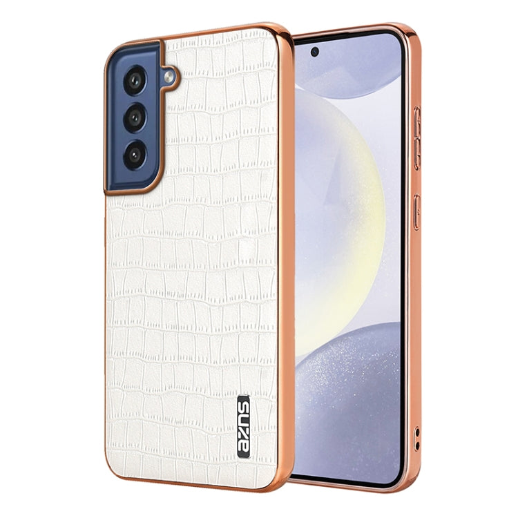 Custodia per telefono a copertura totale con struttura in coccodrillo con cornice elettrolitica AZNS, For Samsung Galaxy S21 FE 5G