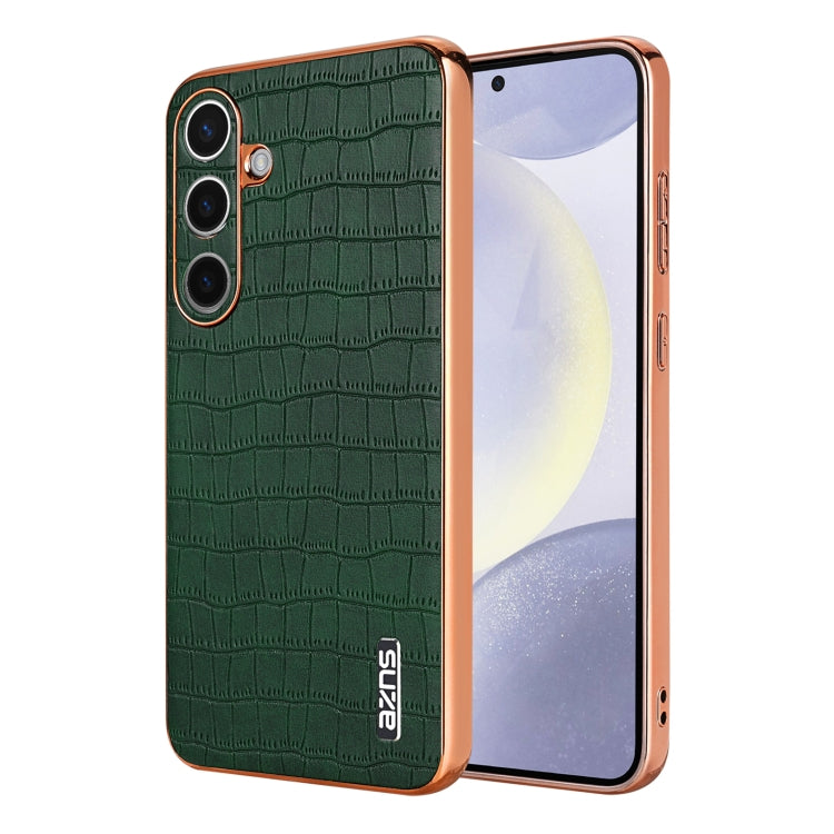 Custodia a copertura totale in pelle coccodrillo con cornice elettrolitica per