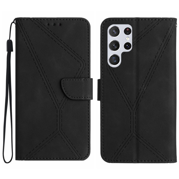 Custodia per telefono in pelle goffrata con cuciture, For Samsung Galaxy S25+ 5G, For Samsung Galaxy S25 Ultra 5G, For Samsung Galaxy S24 FE 5G