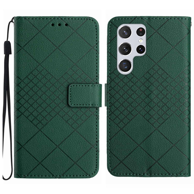 Custodia in pelle con trama a griglia rombica per Samsung Galaxy S25+ 5G