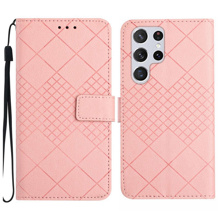 Custodia in pelle con trama a griglia rombica per Samsung Galaxy S25+ 5G