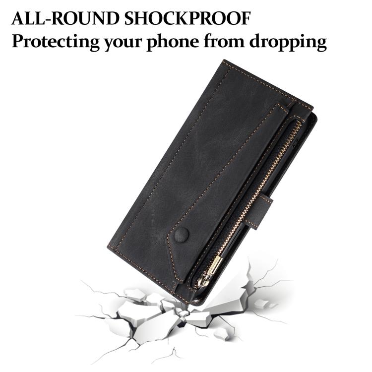 Custodia pelle Flip RFID smerigliata retrò per Samsung Galaxy S26+ 5G e