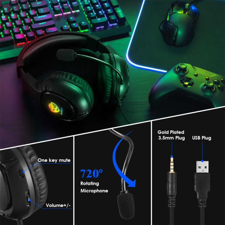 Cuffie da gioco SoulBytes S20 RGB Light con microfono, S20