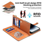 Portafoglio con cerniera e cordino ESEBLE Star Series RFID in pelle, For Samsung Galaxy S24 FE 5G, For Samsung Galaxy S24 Ultra 5G, For Samsung Galaxy S24+ 5G