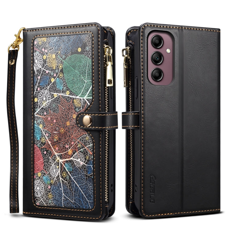 Portafoglio con cerniera e cordino ESEBLE Star Series RFID in pelle, For Samsung Galaxy S24 FE 5G, For Samsung Galaxy S24 Ultra 5G, For Samsung Galaxy S24+ 5G