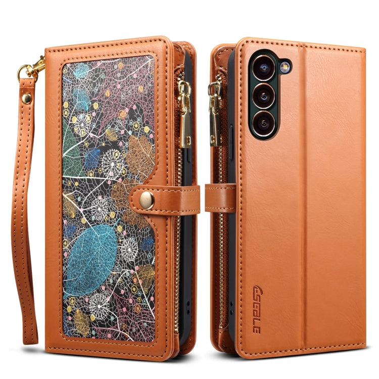 Portafoglio con cerniera e cordino ESEBLE Star Series RFID in pelle, For Samsung Galaxy S24 FE 5G, For Samsung Galaxy S24 Ultra 5G, For Samsung Galaxy S24+ 5G