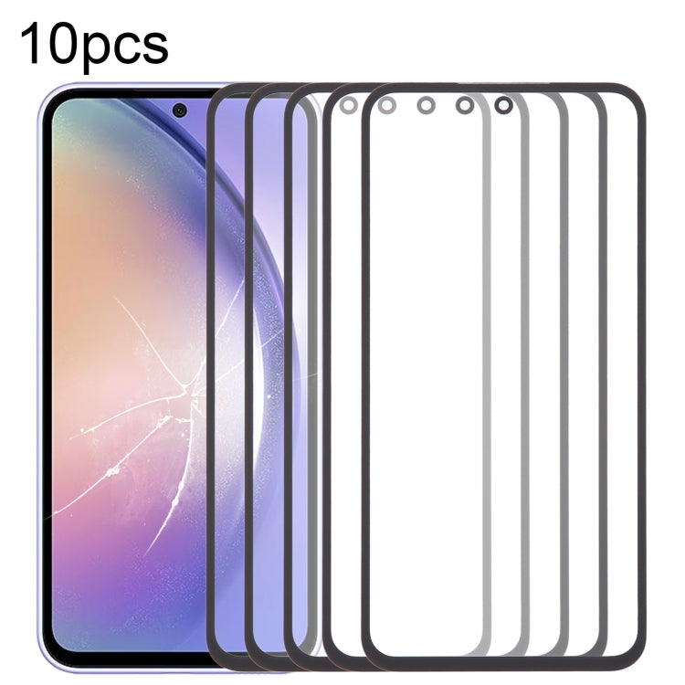 10pcs Front Screen Outer Glass Lens with OCA Adhesive Optically Clear, For Samsung Galaxy F15 SM-E156B, For Samsung Galaxy A15 5G SM-A156B, For Samsung Galaxy A55 SM-A556B, For Samsung Galaxy A35 SM-A356B