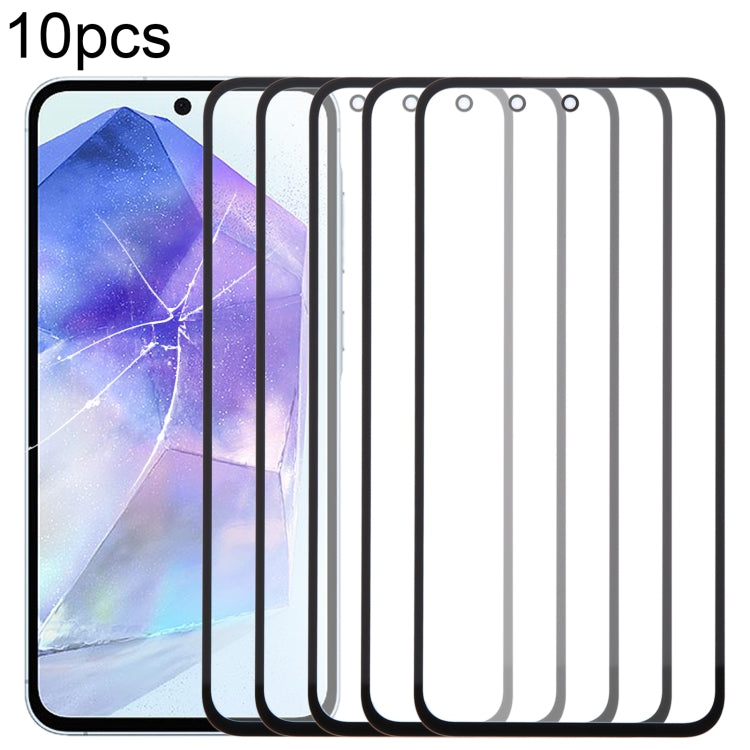 10pcs Front Screen Outer Glass Lens with OCA Adhesive Optically Clear, For Samsung Galaxy F15 SM-E156B, For Samsung Galaxy A15 5G SM-A156B, For Samsung Galaxy A55 SM-A556B, For Samsung Galaxy A35 SM-A356B