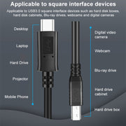 Cavo dati prolunga stampante con porta quadrata maschio da USB-C/Type-C3.1 a USB3.0, Type-C3.1 to USB3.0 Male, 1m