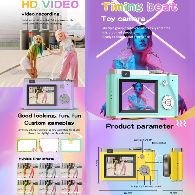Fotocamera bambini LK003 doppia lente 4K HD 2,4"