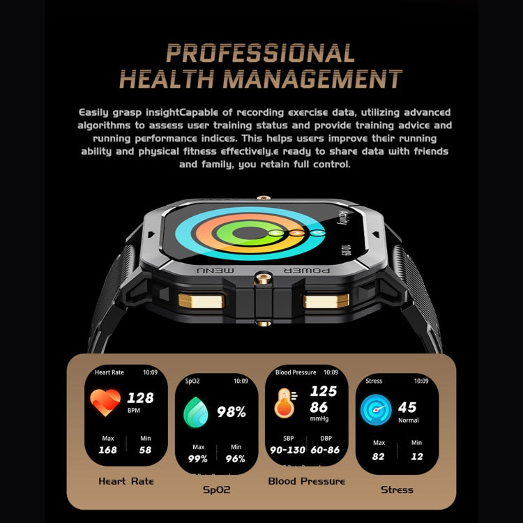 LEMFO C28 Smart Watch sportivo da 2,02 pollici, supporto Bluetooth per chiamate/notifica messaggi/frequenza cardiaca/monitoraggio della pressione sanguigna