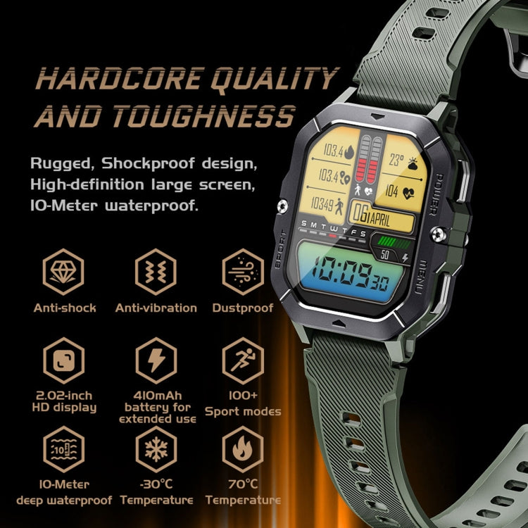LEMFO C28 Smart Watch sportivo da 2,02 pollici, supporto Bluetooth per chiamate/notifica messaggi/frequenza cardiaca/monitoraggio della pressione sanguigna