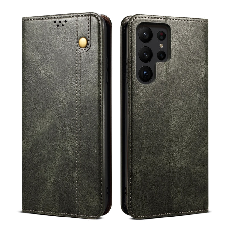 Custodia per telefono in pelle con texture Crazy Horse in cera d'olio, For Samsung Galaxy S25+ 5G, For Samsung Galaxy S25 Ultra 5G, For Samsung Galaxy S24 FE 5G, For Samsung Galaxy S24 Ultra 5G, For Samsung Galaxy S24+ 5G
