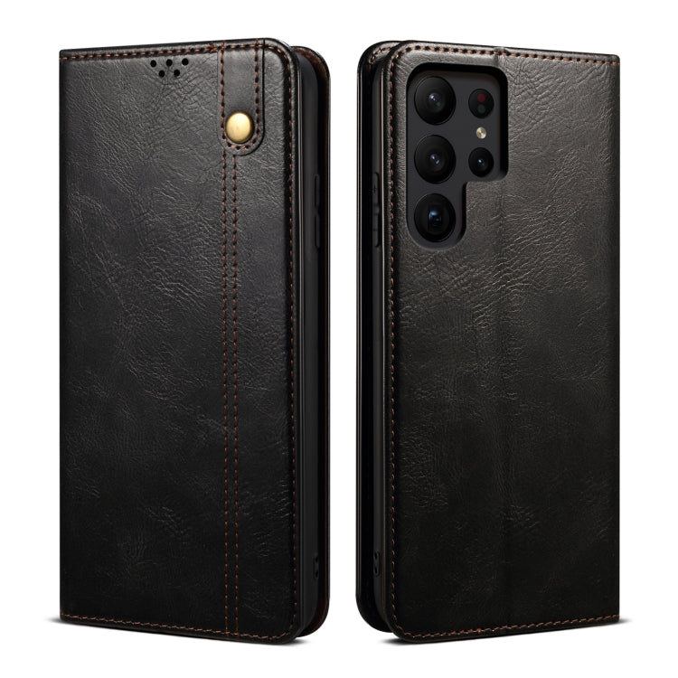 Custodia per telefono in pelle con texture Crazy Horse in cera d'olio, For Samsung Galaxy S25+ 5G, For Samsung Galaxy S25 Ultra 5G, For Samsung Galaxy S24 FE 5G, For Samsung Galaxy S24 Ultra 5G, For Samsung Galaxy S24+ 5G