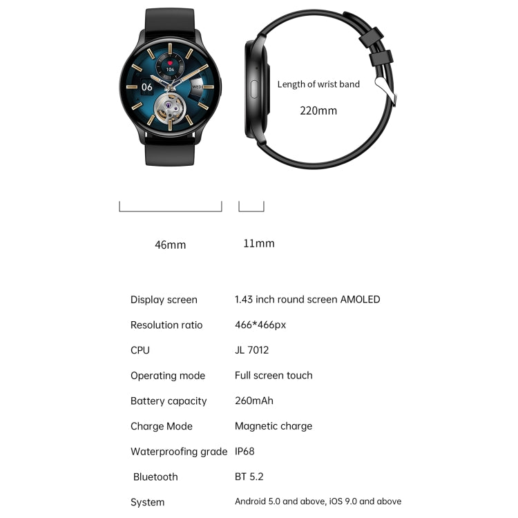 LEMFO HK89 1,43 pollici BT5.0 IP67 Sport Smart Watch, supporto Bluetooth chiamata/notifica messaggio/frequenza cardiaca/monitoraggio della pressione sanguigna