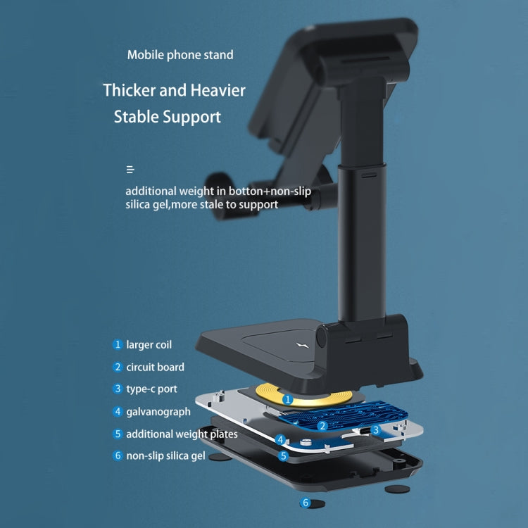 Caricabatterie wireless portatile 2 in 1 T6 con supporto pieghevo