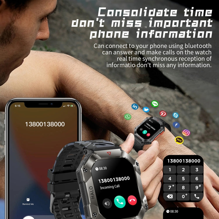 LEMFO KR80 2.0 pollici BT5.1 IP67 Sport Smart Watch, supporta chiamate Bluetooth / sonno / ossigeno nel sangue / frequenza cardiaca / monitoraggio della pressione sanguigna