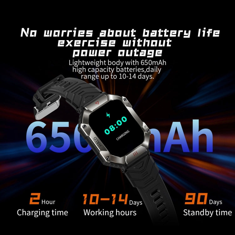 LEMFO KR80 2.0 pollici BT5.1 IP67 Sport Smart Watch, supporta chiamate Bluetooth / sonno / ossigeno nel sangue / frequenza cardiaca / monitoraggio della pressione sanguigna