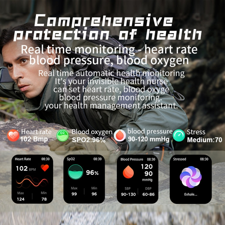 LEMFO KR80 2.0 pollici BT5.1 IP67 Sport Smart Watch, supporta chiamate Bluetooth / sonno / ossigeno nel sangue / frequenza cardiaca / monitoraggio della pressione sanguigna