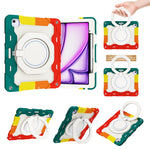 Custodia per tablet in silicone con supporto girevole portatile Armor con slot per penna, For iPad Air 13 2024 / 2025 / 2026, For iPad Air 11 2024 / 2025 / 2026, For iPad Pro 13 2025 / 2024, For iPad Pro 11 2025 / 2024
