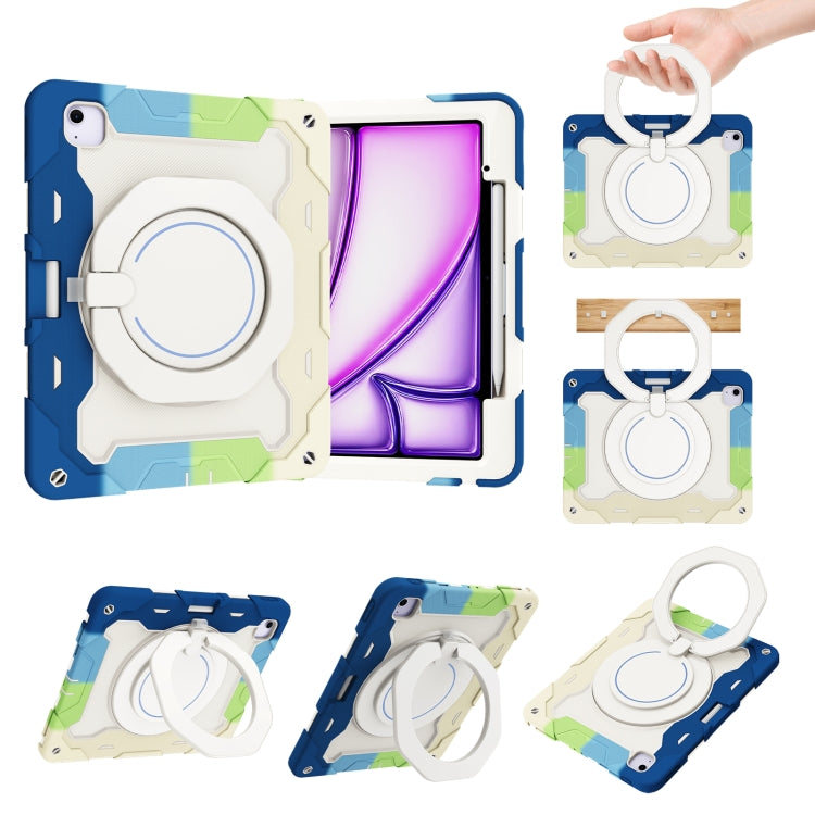 Custodia per tablet in silicone con supporto girevole portatile Armor con slot per penna, For iPad Air 13 2024 / 2025 / 2026, For iPad Air 11 2024 / 2025 / 2026, For iPad Pro 13 2025 / 2024, For iPad Pro 11 2025 / 2024