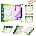 Custodia per tablet in silicone con supporto girevole portatile Armor con slot per penna, For iPad Air 13 2024 / 2025 / 2026, For iPad Air 11 2024 / 2025 / 2026, For iPad Pro 13 2025 / 2024, For iPad Pro 11 2025 / 2024