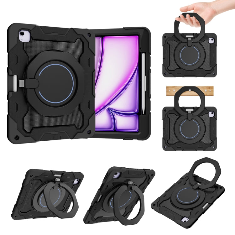 Custodia per tablet in silicone con supporto girevole portatile Armor con slot per penna, For iPad Air 13 2024 / 2025 / 2026, For iPad Air 11 2024 / 2025 / 2026, For iPad Pro 13 2025 / 2024, For iPad Pro 11 2025 / 2024