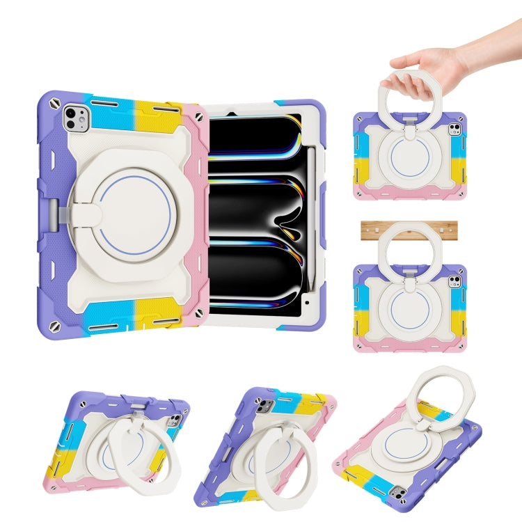Custodia per tablet in silicone con supporto girevole portatile Armor con slot per penna, For iPad Air 13 2024 / 2025 / 2026, For iPad Air 11 2024 / 2025 / 2026, For iPad Pro 13 2025 / 2024, For iPad Pro 11 2025 / 2024