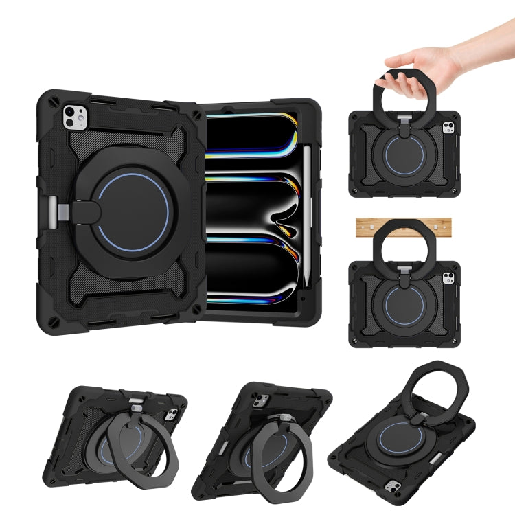 Custodia per tablet in silicone con supporto girevole portatile Armor con slot per penna, For iPad Air 13 2024 / 2025 / 2026, For iPad Air 11 2024 / 2025 / 2026, For iPad Pro 13 2025 / 2024, For iPad Pro 11 2025 / 2024