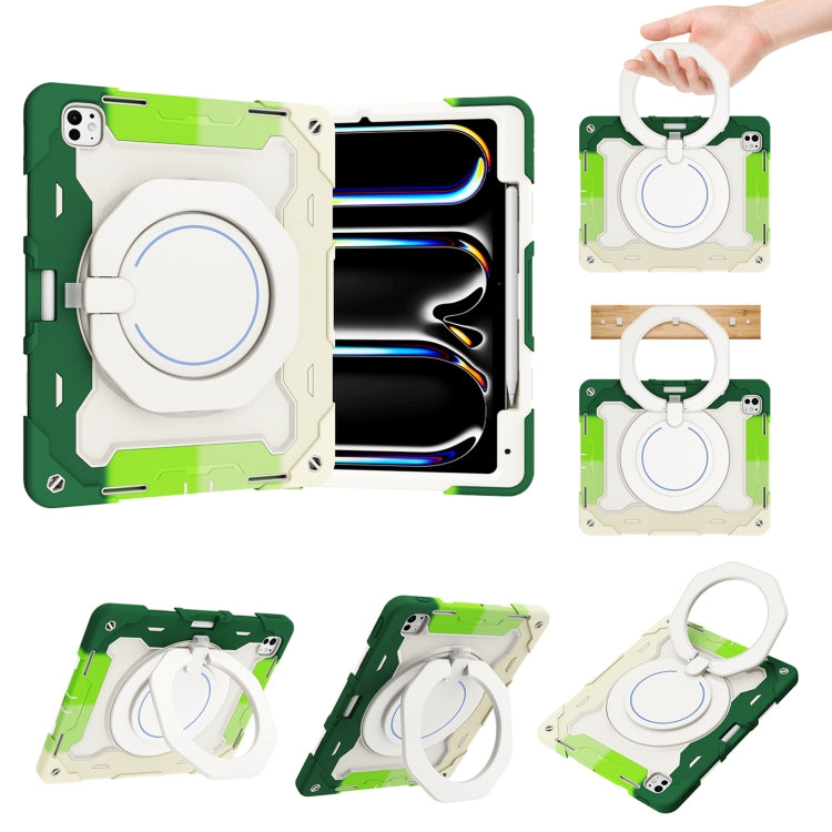 Custodia per tablet in silicone con supporto girevole portatile Armor con slot per penna, For iPad Air 13 2024 / 2025 / 2026, For iPad Air 11 2024 / 2025 / 2026, For iPad Pro 13 2025 / 2024, For iPad Pro 11 2025 / 2024