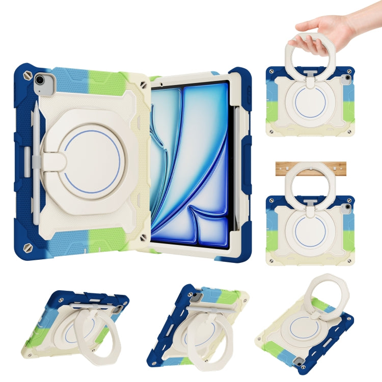Custodia per tablet in silicone con supporto girevole portatile Armor con slot per penna, For iPad Air 13 2024 / 2025 / 2026, For iPad Air 11 2024 / 2025 / 2026, For iPad Pro 13 2025 / 2024, For iPad Pro 11 2025 / 2024
