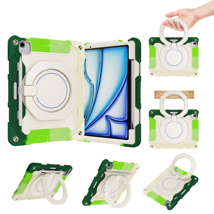 Custodia per tablet in silicone con supporto girevole portatile Armor con slot per penna, For iPad Air 13 2024 / 2025 / 2026, For iPad Air 11 2024 / 2025 / 2026, For iPad Pro 13 2025 / 2024, For iPad Pro 11 2025 / 2024