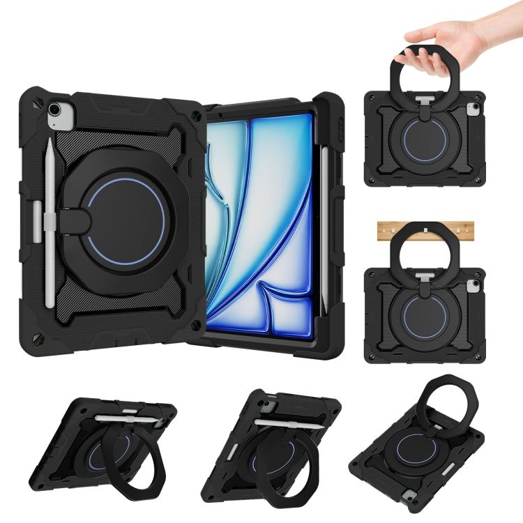 Custodia per tablet in silicone con supporto girevole portatile Armor con slot per penna, For iPad Air 13 2024 / 2025 / 2026, For iPad Air 11 2024 / 2025 / 2026, For iPad Pro 13 2025 / 2024, For iPad Pro 11 2025 / 2024