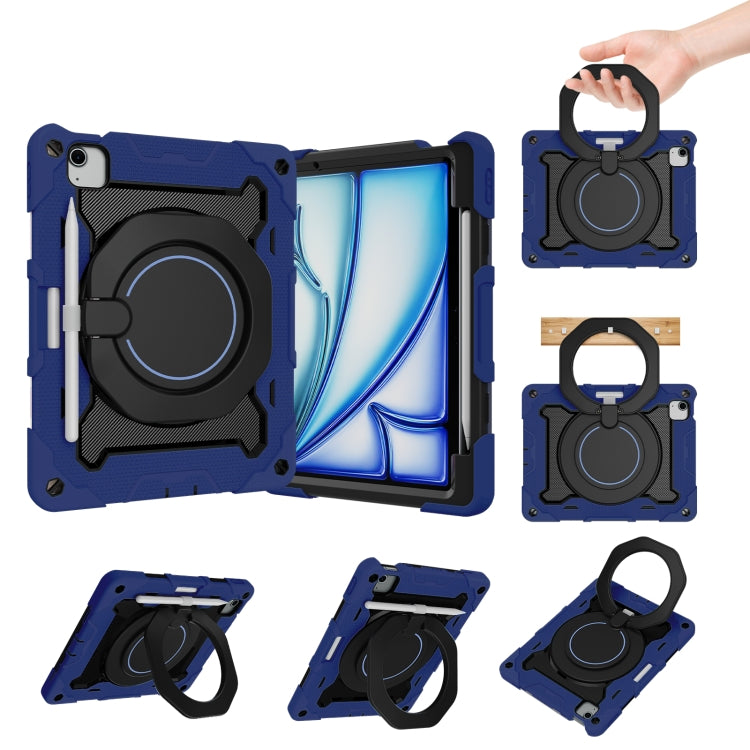 Custodia per tablet in silicone con supporto girevole portatile Armor con slot per penna, For iPad Air 13 2024 / 2025 / 2026, For iPad Air 11 2024 / 2025 / 2026, For iPad Pro 13 2025 / 2024, For iPad Pro 11 2025 / 2024
