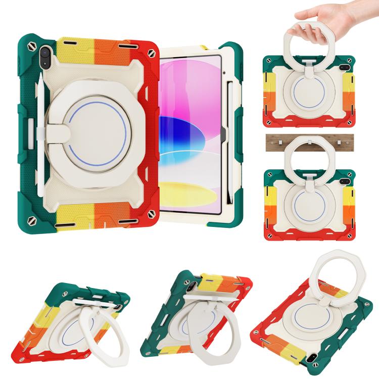 Custodia per tablet in silicone con supporto girevole portatile Armor con slot per penna, For iPad mini 6 / mini 2024, For iPad 2022, For iPad 10.2 2019 / 2020 / 2021