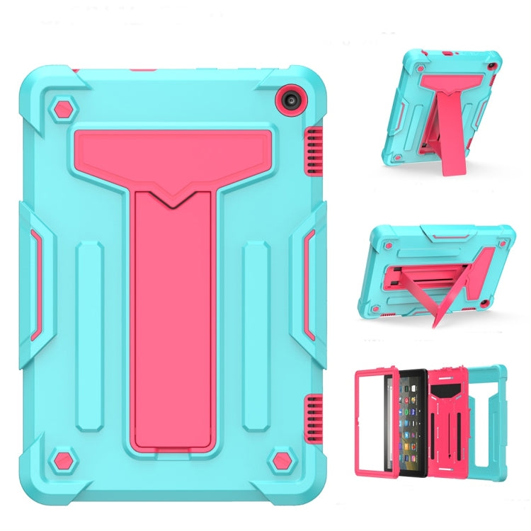 Staffa a forma di T Colore a contrasto Custodia protettiva antiurto per PC + tablet in silicone, For Amazon Kindle Fire HD 8 2020/Fire 8 Plus