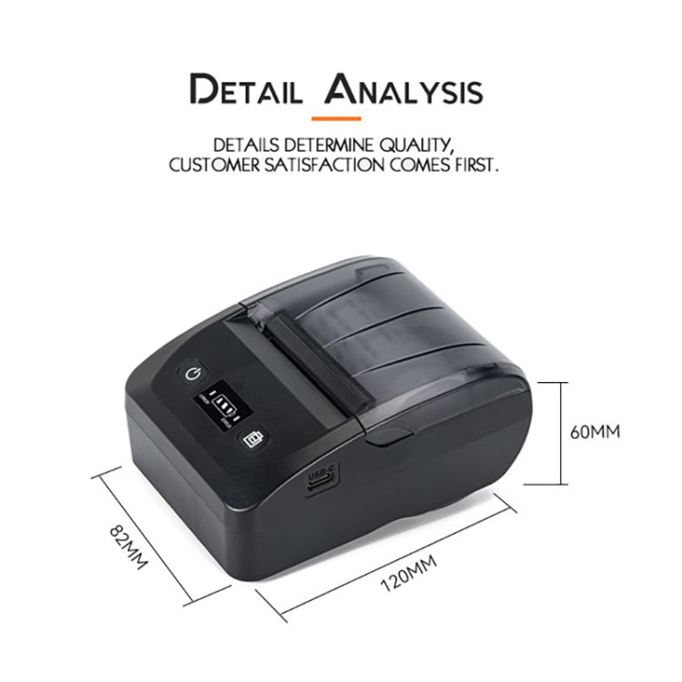 Stampante termica portatile Bluetooth USB-C 58mm EU Plug