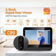 ESCAM C89 1080P 4,3 pollici Smart Digital Door Viewer, supporta PIR grandangolare e foto con visione notturna, C89 (Dark Grey), C89 (Silver)