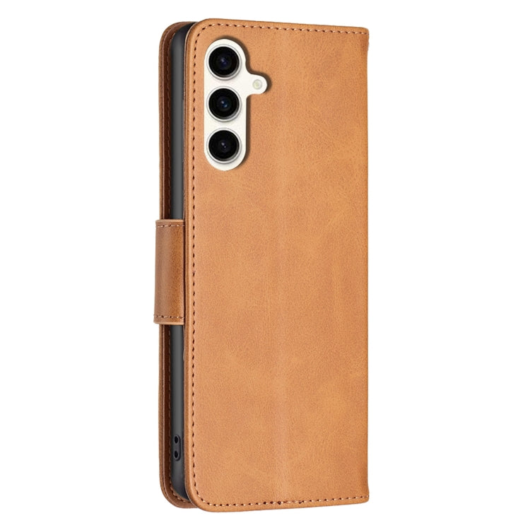 Custodia per telefono in pelle flip color puro con texture in pelle di agnello, For Samsung Galaxy S24 FE 5G