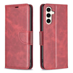 Custodia per telefono in pelle flip color puro con texture in pelle di agnello, For Samsung Galaxy S24 FE 5G