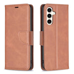 Custodia per telefono in pelle flip color puro con texture in pelle di agnello, For Samsung Galaxy S24 FE 5G