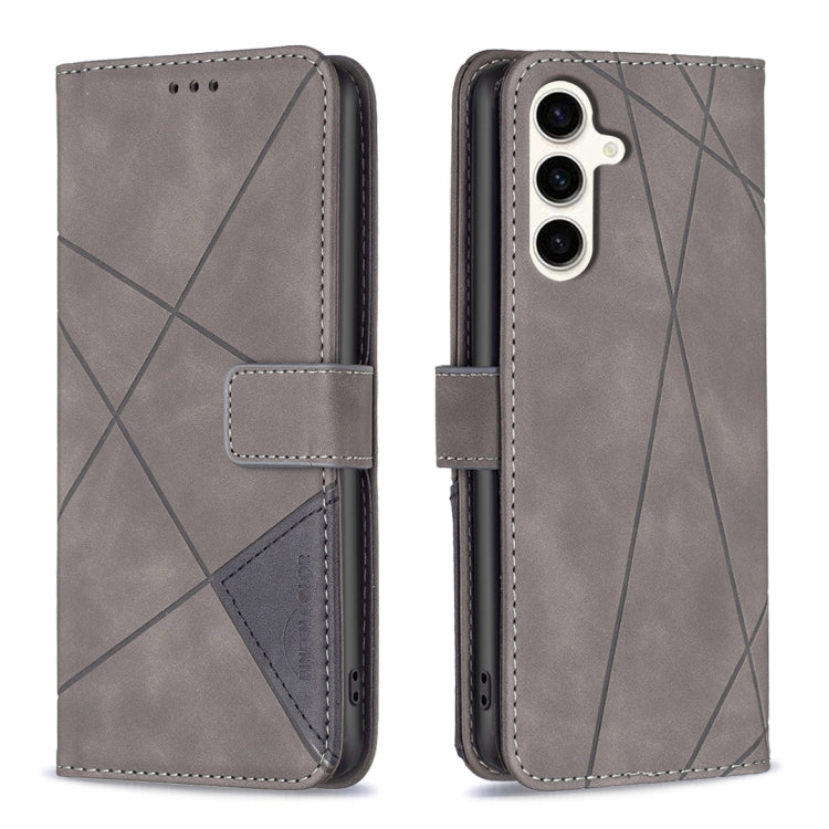 Custodia per telefono in pelle con texture a rombi e fibbia magnetica, For Samsung Galaxy S24 FE 5G