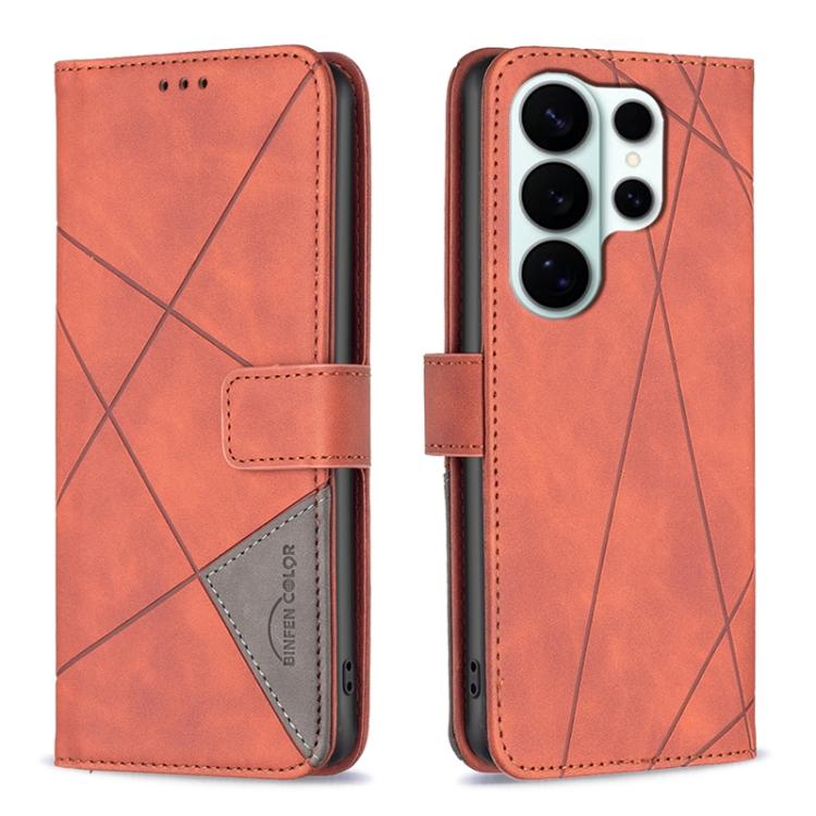 Custodia per telefono in pelle con texture a rombi e fibbia magnetica, For Galaxy S26 FE 5G, For Samsung Galaxy S26 Ultra 5G, For Samsung Galaxy S26 5G, For Samsung Galaxy S25 FE 5G