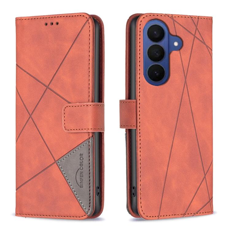 Custodia per telefono in pelle con texture a rombi e fibbia magnetica, For Galaxy S26 FE 5G, For Samsung Galaxy S26 Ultra 5G, For Samsung Galaxy S26 5G, For Samsung Galaxy S25 FE 5G