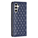 Custodia per telefono con flip magnetico in pelle a reticolo diamantato, For Samsung Galaxy S24 FE 5G