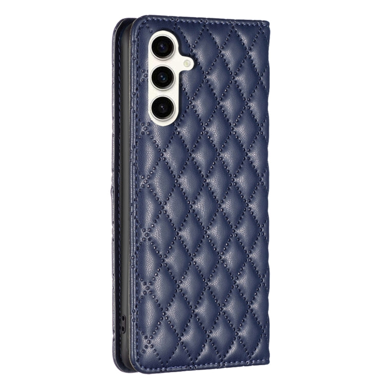 Custodia per telefono con flip magnetico in pelle a reticolo diamantato, For Samsung Galaxy S24 FE 5G