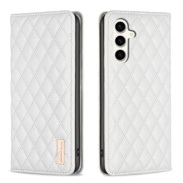 Custodia per telefono con flip magnetico in pelle a reticolo diamantato, For Galaxy S26 FE 5G, For Samsung Galaxy S25 5G, For Samsung Galaxy S25+ 5G, For Samsung Galaxy S25 Ultra 5G