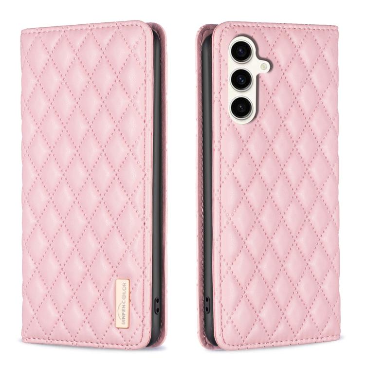 Custodia per telefono con flip magnetico in pelle a reticolo diamantato, For Galaxy S26 FE 5G, For Samsung Galaxy S25 5G, For Samsung Galaxy S25+ 5G, For Samsung Galaxy S25 Ultra 5G