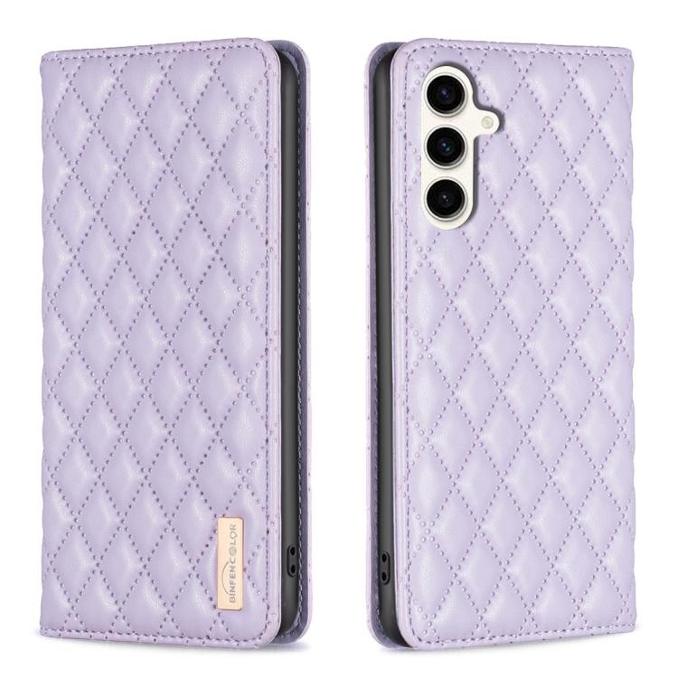Custodia per telefono con flip magnetico in pelle a reticolo diamantato, For Galaxy S26 FE 5G, For Samsung Galaxy S25 5G, For Samsung Galaxy S25+ 5G, For Samsung Galaxy S25 Ultra 5G